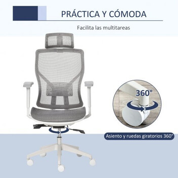 Vinsetto Silla de Oficina Ergonómica con Reposacabezas Gris Vinsetto Silla de Oficina Ergonómica con Reposacabezas Gris