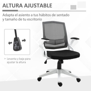 Vinsetto Silla de Oficina Reposabrazos Abatibles Negro/Blanco Vinsetto Silla de Oficina Reposabrazos Abatibles Negro/Blanco