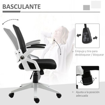 Vinsetto Silla de Oficina Reposabrazos Abatibles Negro/Blanco Vinsetto Silla de Oficina Reposabrazos Abatibles Negro/Blanco