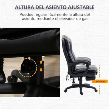 Vinsetto Silla de Oficina Giratoria con Altura Ajustable Masaje y Control Remoto Negra Vinsetto Silla de Oficina Giratoria con Altura Ajustable Masaje y Control Remoto Negra