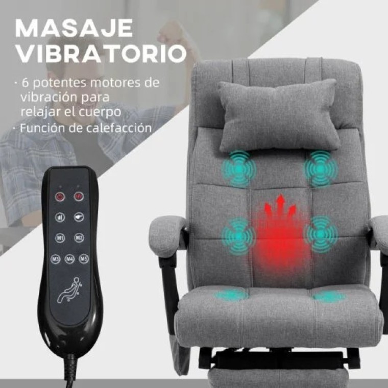 Vinsetto Silla De Masaje Con 6 Puntos De Masaje Y 5 Modos 66x76x112-120 Cm Gris