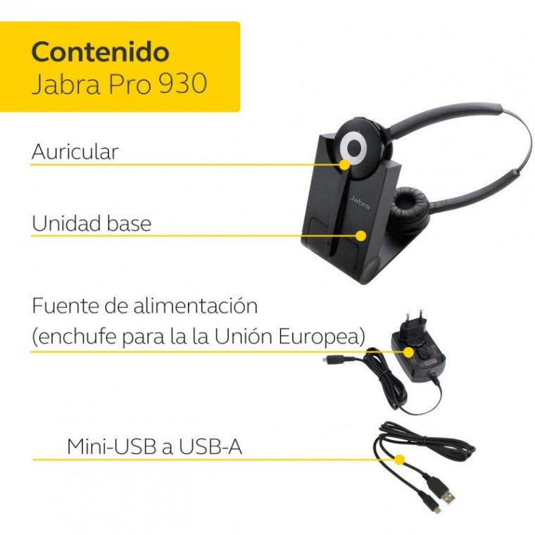 Jabra Pro 930 Auriculares Negros