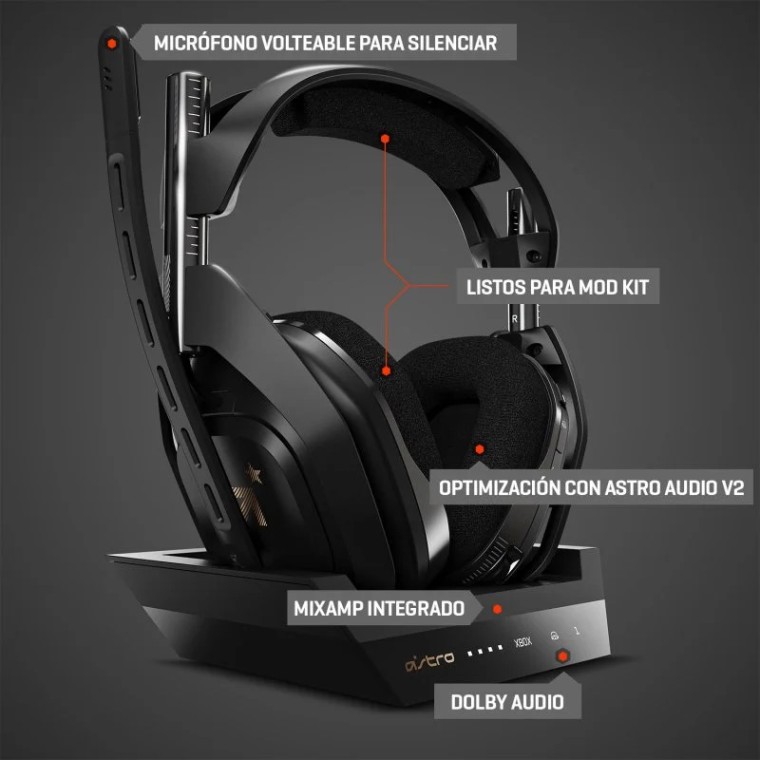 Astro Gaming A50 Wireless Auriculares Gaming Inalámbricos + Estación Base PC/Xbox One