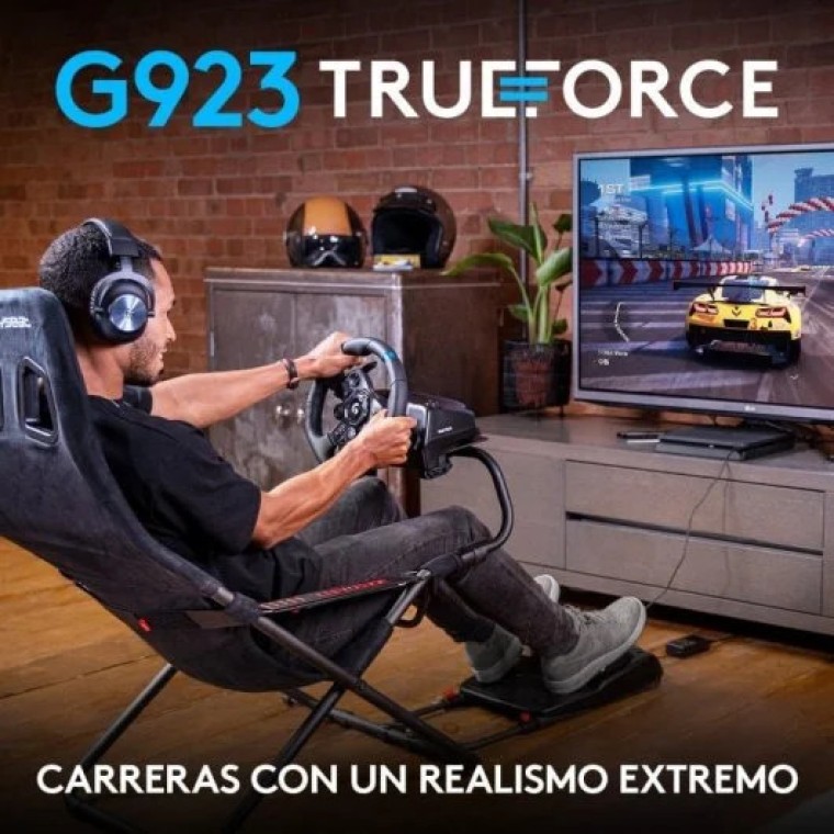 Logitech G923 Volante y Pedales para PS4/PS5/PC + Guantes de Carreras