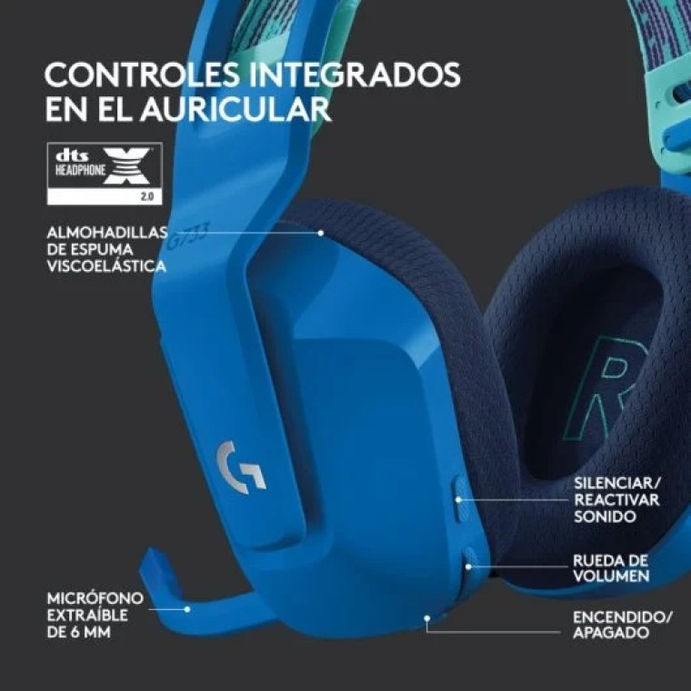 Logitech G733 Lightspeed RGB Auriculares con Micrófono Inalámbricos Gaming Azules