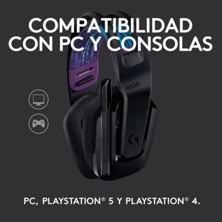 Logitech G535 Wireless Auriculares Gaming Inalámbricos Negros para PC/PS4/PS5