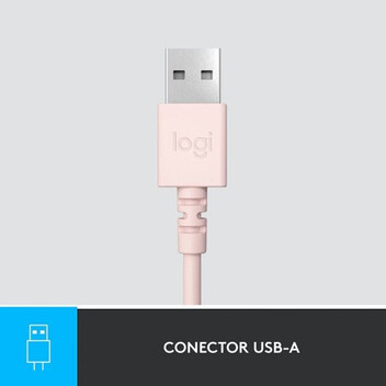 Logitech H390 Auriculares con Cable y Supresión de Ruido funciona con Chromebook Rosas