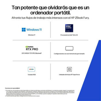 Portátil HP ZBook Fury 16 Intel Core Ultra 7 265HX 32GB 1TB SSD RTX 5000 Ada 16GB IA Plata Meteoro Portátil HP ZBook Fury 16 Intel Core Ultra 7 265HX 32GB 1TB SSD RTX 5000 Ada 16GB IA Plata Meteoro