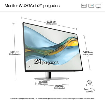 Monitor HP 524 pn 24″ WUXGA 100Hz IPS USB-A HDMI DisplayPort Pivot Antirreflejo Monitor HP 524 pn 24″ WUXGA 100Hz IPS USB-A HDMI DisplayPort Pivot Antirreflejo