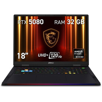 Portátil MSI Raider A18 HX A9WIG-090XES MiniLED AMD Ryzen 9 9955HX3D 32GB 2TB SSD RTX 5080 18"