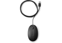 Ratón HP con cable 1000 DPI ambidiestro ergonómico USB óptico Negro
