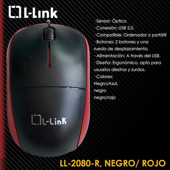 L-link Ll-2080-r Ratón USB Negro/Rojo