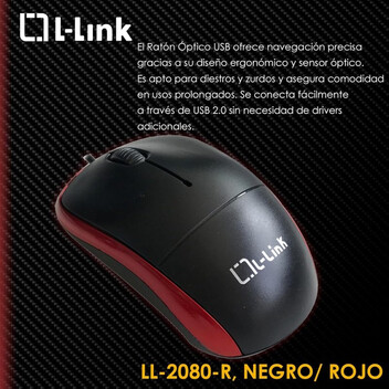 L-link Ll-2080-r Ratón USB Negro/Rojo