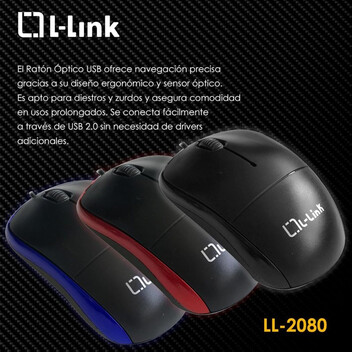 L-link Ll-2080-r Ratón USB Negro/Rojo