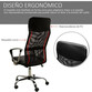 HomCom Silla de Oficina Ergonómica de Malla Negra