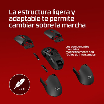 HyperX Pulsefire Saga Pro Ratón Inalámbrico Gaming RGB 12 Botones Negro
