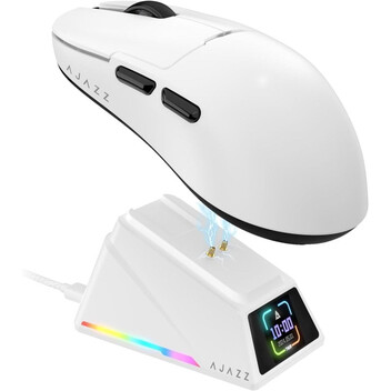 Ratón AJAZZ inalámbrico 42000 DPI ultraligero trimodo base de carga TFT