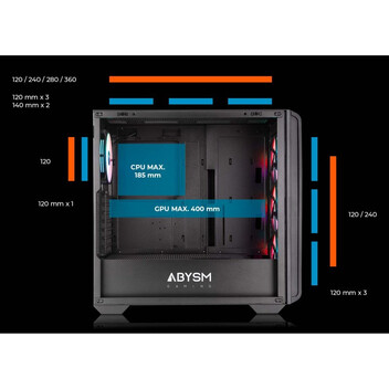 Torre PC Abysm Gaming Danube Kamp BX300 Full Tower Cristal Templado USB-C Negra