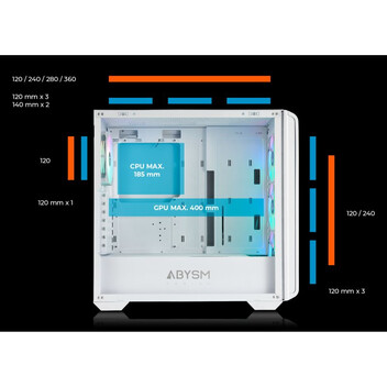 Torre PC Abysm Gaming Danube Kamp BX300 Full Tower Cristal Templado USB-C Blanca