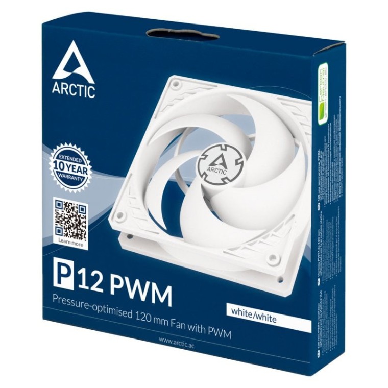 Arctic P12 PWM Ventilador Suplementario 120mm Blanco