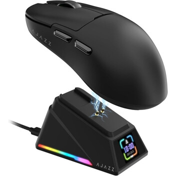 Ratón Ajazz inalámbrico 42000 DPI ultraligero base magnética pantalla RGB