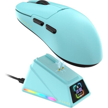 Ratón Ajazz inalámbrico 42000 DPI base de carga magnética pantalla OLED 56g ultraligero