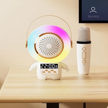 Klack Altavoz Karaoke con Forma de Astronauta y Doble Micrófono Klack Altavoz Karaoke con Forma de Astronauta y Doble Micrófono