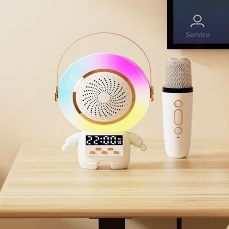 Klack Altavoz Karaoke con Forma de Astronauta y Doble Micrófono