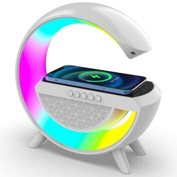Klack Altavoz Portátil Bluetooth Lámpara de Mesa y Cargador Inalámbrico Diseño G Klack Altavoz Portátil Bluetooth Lámpara de Mesa y Cargador Inalámbrico Diseño G