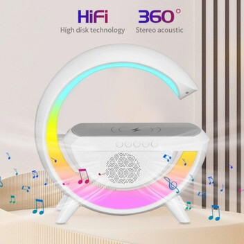 Klack Altavoz Portátil Bluetooth Lámpara de Mesa y Cargador Inalámbrico Diseño G Klack Altavoz Portátil Bluetooth Lámpara de Mesa y Cargador Inalámbrico Diseño G