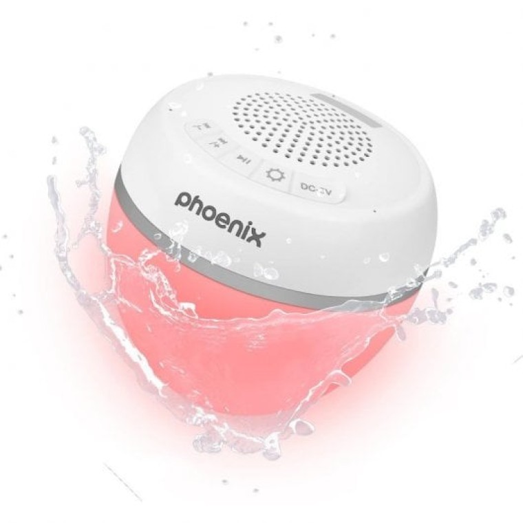 Phoenix AMBISHW Altavoz Portátil Bluetooth con LED RGB y Resistente al Agua Blanco