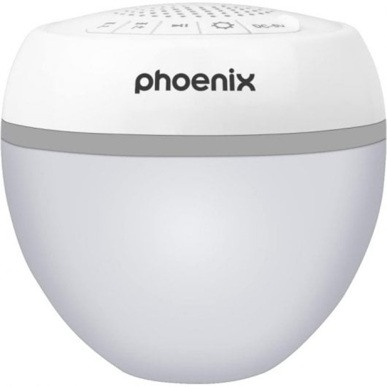 Phoenix AMBISHW Altavoz Portátil Bluetooth con LED RGB y Resistente al Agua Blanco