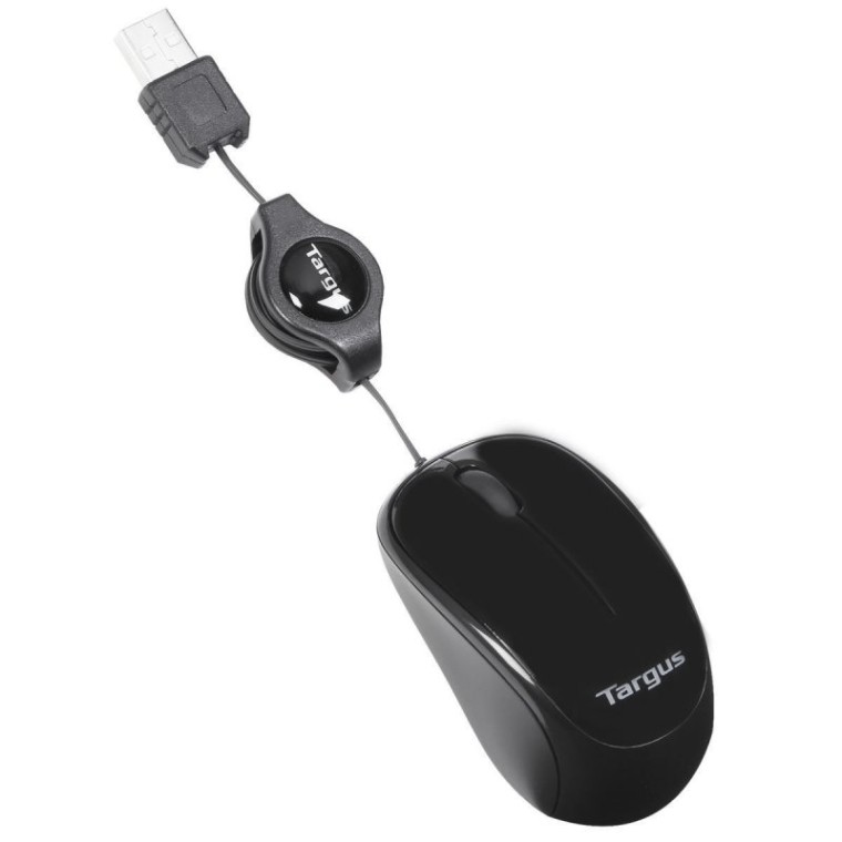 Targus AMU75EU Ratón USB Retráctil 1000DPI Negro