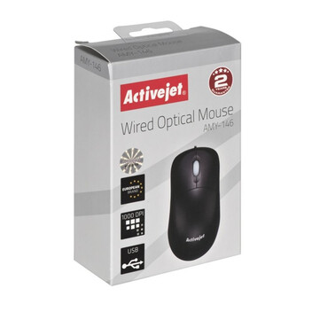 Ratón Activejet AMY-146 USB 1000DPI Negro Ambidextro Cable Plug and Play Ratón Activejet AMY-146 USB 1000DPI Negro Ambidextro Cable Plug and Play