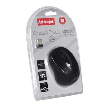 Ratón Activejet AMY-213 inalámbrico RF 1600DPI negro ambidiestro 6 botones