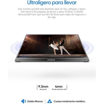 Monitor ARZOPA 15,6" FullHD 60Hz IPS portátil ultradelgado con soporte integrado Monitor ARZOPA 15,6" FullHD 60Hz IPS portátil ultradelgado con soporte integrado