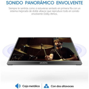 Monitor ARZOPA S1 Table 15,6" FullHD 60Hz IPS HDR Ultrafino Altavoces Dual USB-C Mini-HDMI Monitor ARZOPA S1 Table 15,6" FullHD 60Hz IPS HDR Ultrafino Altavoces Dual USB-C Mini-HDMI