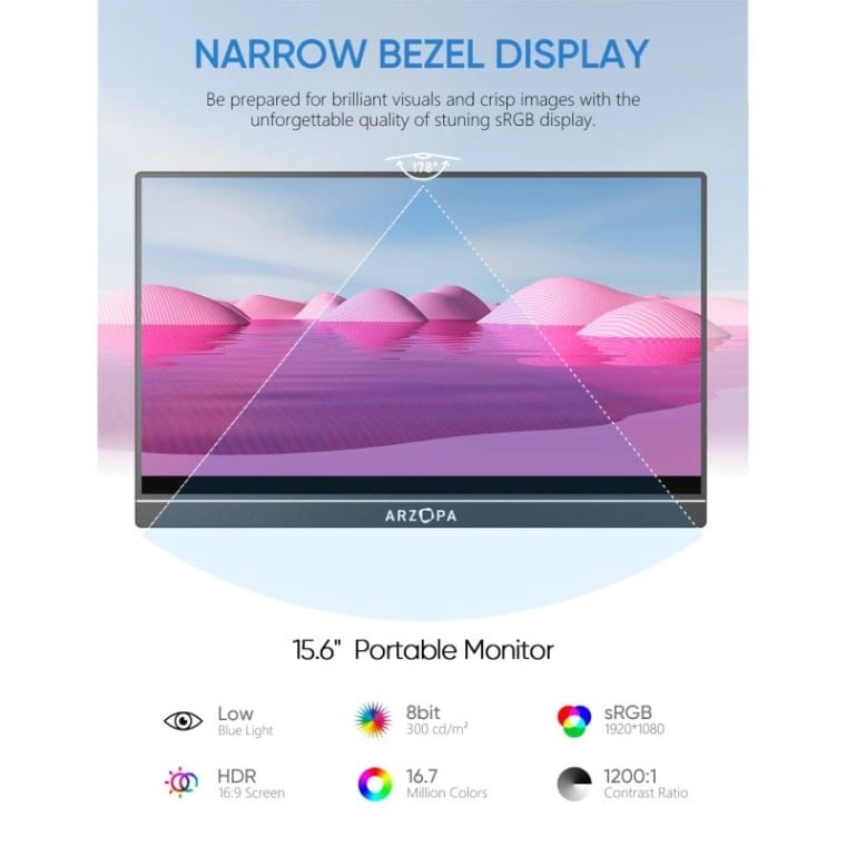 Arzopa A1 Gamut Monitor Portátil 15.6" LED IPS FHD USB-C