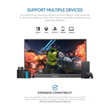 Arzopa G1 Game Monitor Portátil USB-C 16.1" LCD IPS FullHD 144Hz Arzopa G1 Game Monitor Portátil USB-C 16.1" LCD IPS FullHD 144Hz