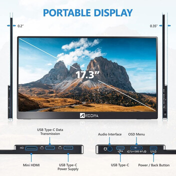 Arzopa A1 Max Monitor Portátil 17.3" FullHD IPS HDR Arzopa A1 Max Monitor Portátil 17.3" FullHD IPS HDR