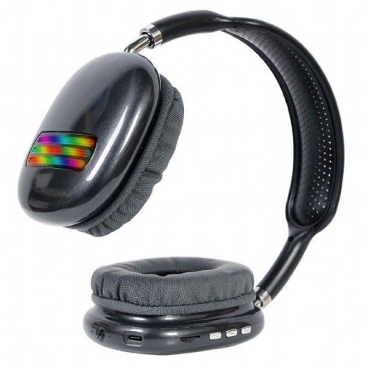 Gembird BHP-LED-02-BK Auriculares Estéreo Bluetooth con Efecto de Luz LED Negros