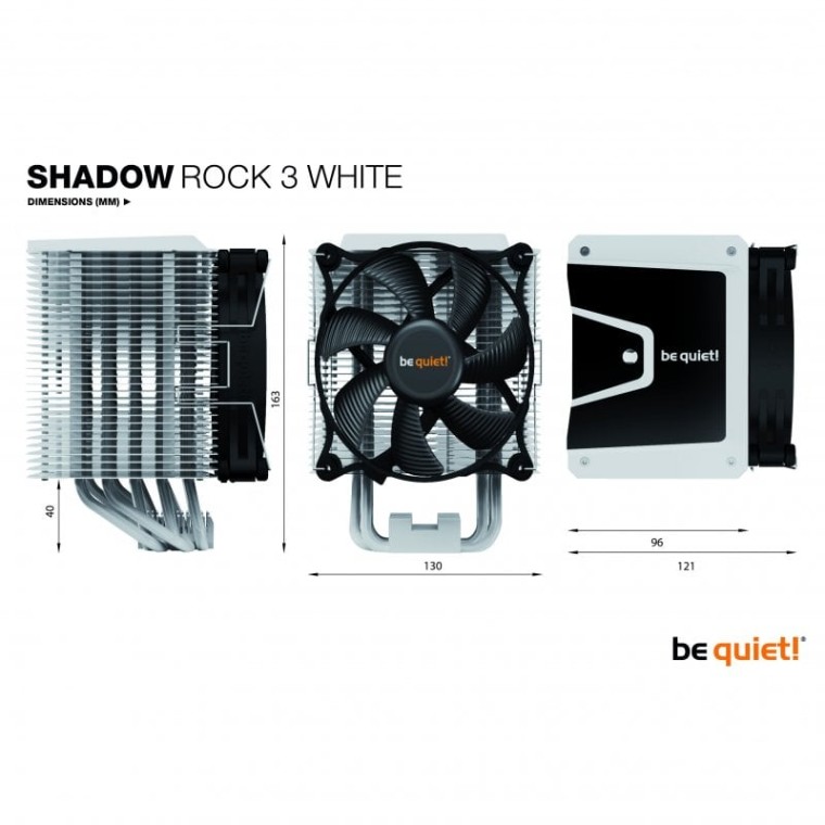 Be Quiet! Shadow Rock 3 Ventilador CPU 120mm Blanco