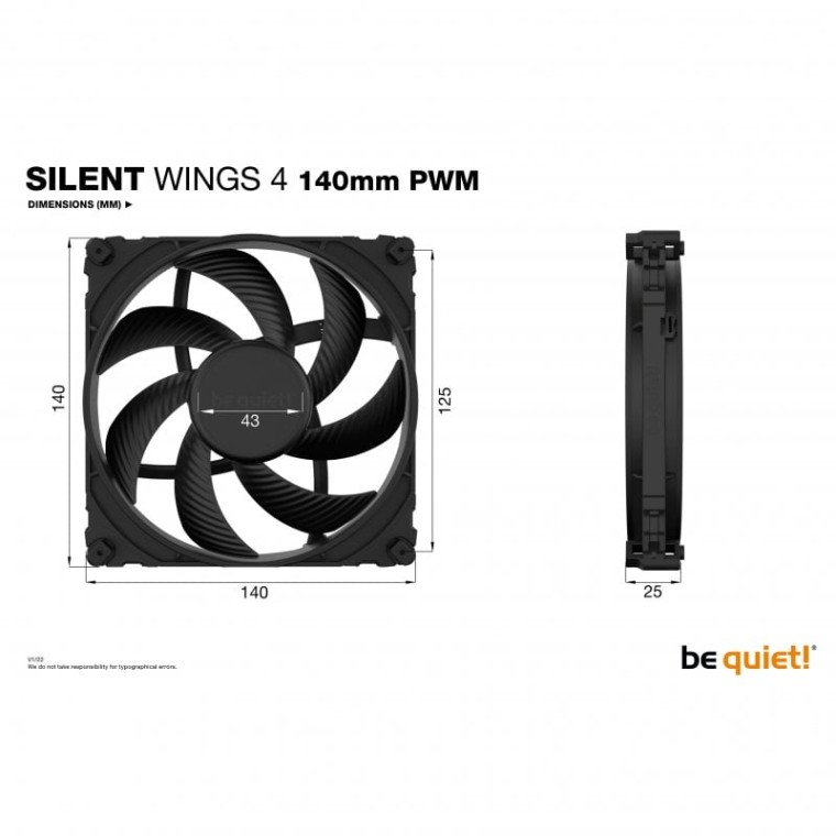 Be Quiet ! Silent Wings 4 PWM Ventilador 140mm Negro