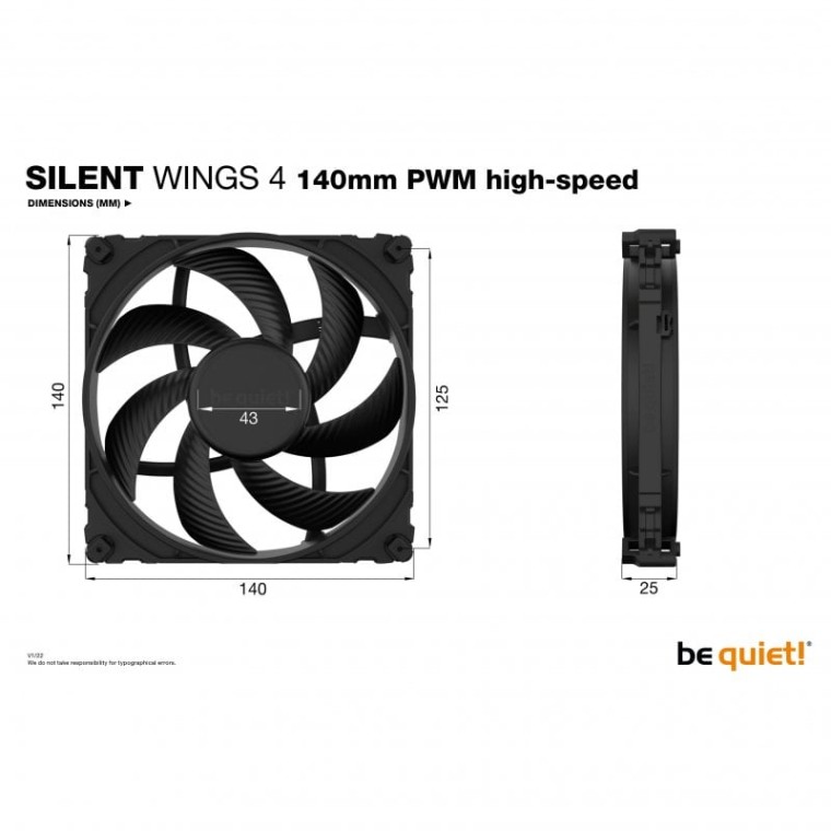 Be Quiet ! Silent Wings 4 PWM Highspeed Ventilador 140mm Negro