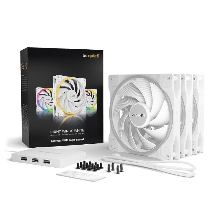 Be Quiet! Light Wings White PWM High Speed Pack de 3 Ventiladores 140mm Blancos