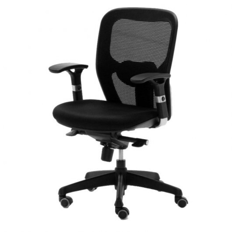 Euromof Boston Silla de Oficina Ergonómica con Soporte Lumbar Negra