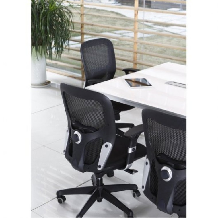 Euromof Boston Silla de Oficina Ergonómica con Soporte Lumbar Negra