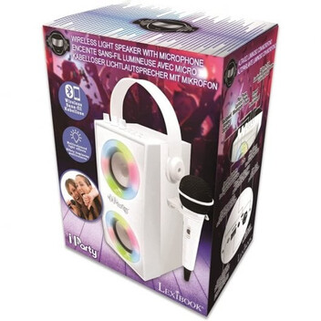 Lexibook iParty Altavoz Portátil Bluetooth con Micrófono y Efectos de Luz Blanco