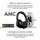 Ksix Odissey Auriculares Inalámbricos, ANC + ENC, Micrófono, Autonomía 30h, Llamadas, Estuche, Negro