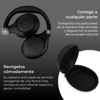 Ksix Odissey Auriculares Inalámbricos, ANC + ENC, Micrófono, Autonomía 30h, Llamadas, Estuche, Negro